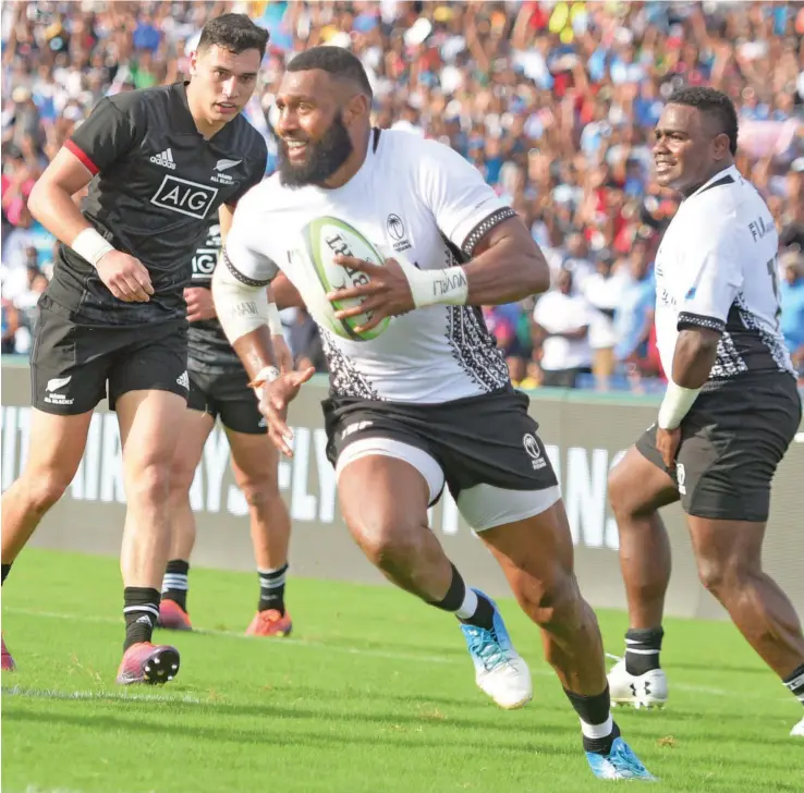  ?? Photo: Ronald Kumar ?? Fiji Airways Flying Fijians centre Waisea Nayacalevu in action against the Maori All Blacks at the ANZ Stadium in Suva on July 13, 2019.