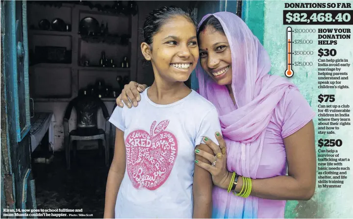  ?? Photo / Mike Scott ?? Kiran, 14, now goes to school fulltime and mum Mumta couldn’t be happier.