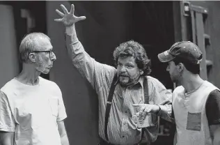  ?? Kin Man Hui / Staff file photo ?? Ken Frazier, center, seen during rehearsals for “Peter and the Starcatche­r,” has run the theater since it’s opening. But now, he says, safety in the intimate space is a concern.