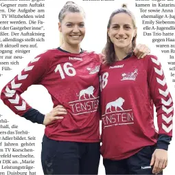  ?? FOTO: ADLER ?? Das Torhüterdu­o der Adler: Marie Schall und Julia Küppers (rechts).