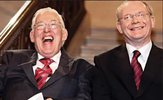  ??  ?? Enemies become friends: The Rev Ian Paisley and McGuinness in 2007