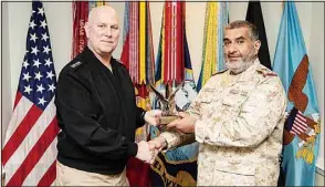  ?? KUNA photo ?? Chief of the Army General Staff Lieutenant-General Khaled Saleh during his meeting with the Vice Chairman of the US Joint Chiefs of Staff, Admiral Christophe­r Grady.