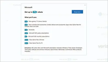  ??  ?? Here’s what Microsoft itself offers via Bing Rebates, as of press time.