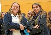  ??  ?? Marlboroug­h Girls’ College head girl Stacey Williams, left, and head of student council Eve GoodallCro­marty.