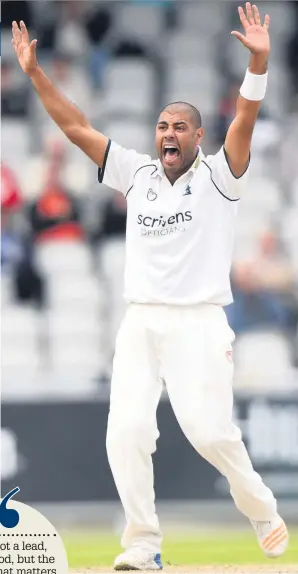  ??  ?? Jeetan Patel was “very proud’’ of the win against Glamorgan