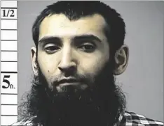  ?? ST. CHARLES COUNTY DEPARTMENT OF CORRECTION­S/KMOV VIA AP ?? This booking photo provided by the St. Charles County Department of Correction­s in St. Charles, Mo., shows Sayfullo Saipov.