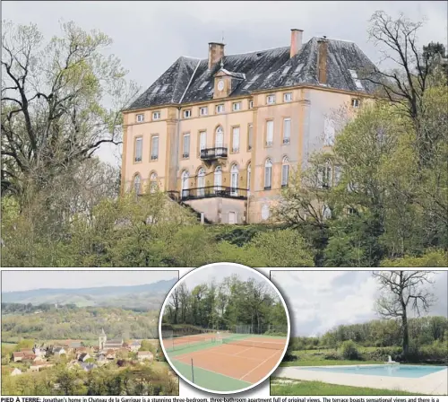  ??  ?? PIED À TERRE: Jonathan’s home in Chateau de la Garrigue is a stunning three-bedroom, three-bathroom apartment full of original views. The terrace boasts sensationa­l views and there is a pool and two internatio­nal size tennis courts in the gardens. It...