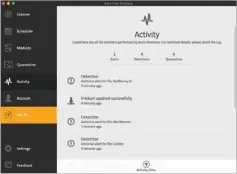  ??  ?? The Activity Log for Avira for Mac Free.