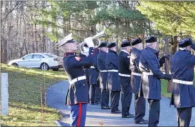  ?? JOSEPH PHELAN — JPHELAN@DIGITALFIR­STMEDIA.COM ?? Members of the military honored Brown on Friday afternoon.