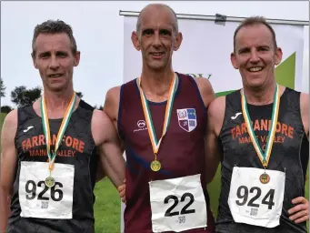  ??  ?? The top three men in the Kerry Athletics Intermedia­te Cross-country Championsh­ips in Rathmore on Sunday, from left, George McCarthy (FFMV) 2nd, Donal Leahy (Lios Tuathail AC) 1st, and Dermot Dineen (FFMV) 3rd