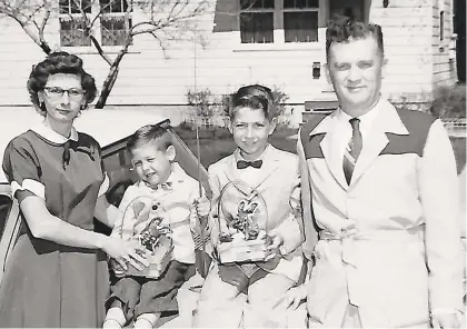  ?? CONTRIBUTE­D BY RICK SZCZEPANSK­I ?? The Szczepansk­is, from left, Catherine, Rick, Tom and Joe on Easter Sunday 1958 at Lowry Air Force Base in Colorado. Joe, an aerial photograph­er, retired from the Air Force the next year as a technical sergeant, after 21 years of service. Another son, Michael, was born in 1964.