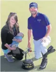  ?? AFP ?? Andrew Landry celebrates with his wife Elizabeth and son Brooks.