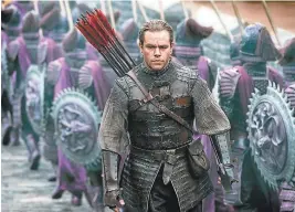  ?? LEGENDARY PICTURES/UNIVERSAL PICTURES ?? A glowering Matt Damon prepares for battle as the warrior William in “The GreatWall."