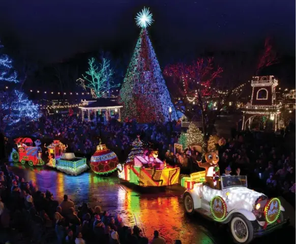  ?? BRANSON CONVENTION & VISITORS BUREAU ?? Rudolph’s Holly Jolly Christmas Light Parade winds through Silver Dollar City’s streets twice each evening (weather permitting) from Nov. 5 to Dec 30.