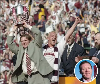  ?? ?? Gary Locke celebrates with the Scottish Cup in 1998, a moment he picks out as one of the highlights of his career