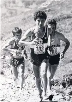  ??  ?? Record-holder Kenny Stuart (No. 106) in the Snowdon Race in 1980s