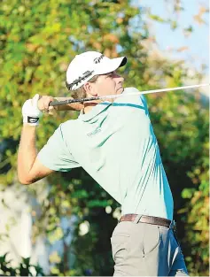  ?? — AFP photo ?? Seamus Power of Ireland hits his drive on the second hole during the second round of the Web.com Tour Championsh­ip held at Atlantic Beach Country Club on September 29, 2017 in Atlantic Beach, Florida.