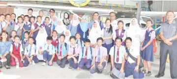  ??  ?? Some of the students who took part in the field trip to the Sabah Flying Club yesterday.