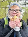  ??  ?? Grace Carter counts the different bird songs she can hear and Helen Van der Veken tucks into a welcome breakfast