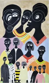  ??  ?? 3. De génération en génération, 2020, Alioune Diouf (b. 1964), acrylic and embroidery on fabric, 169 × 290cm. Selebe Yoon, Dakar