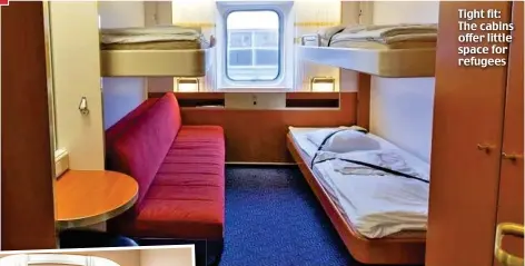  ?? ?? Tight fit: The cabins offer little space for refugees