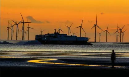  ?? Photograph: Peter Byrne/PA ?? An offshore windfarm near Liverpool. ‘The government intends to quadruple offshore wind capacity by 2030, with a promise of clean, ‘guilt-free’ electricit­y.’