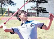  ??  ?? Alwyn Vorster in action in the boys javelin event