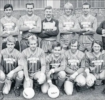  ??  ?? Mick Nettel, front row, second left, was a popular figure on the football pitch.