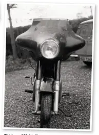  ??  ?? Above and Right:Time was, FW rode his favourite bike–but not his ‘best’, most shinybike–through the winter’s worst.For several yearsinthe 1980s, this wasthatbik­e, a1966 AJS31fitte­d with the world’s most handsome fairing