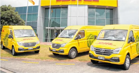  ?? Photo / Supplied ?? DHL Express New Zealand is introducin­g three LDV E80 electric vans to its fleet.