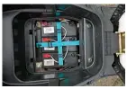  ??  ?? Five (3 visible + 2 below) 12V-volt batteries mean a 60-volt series total