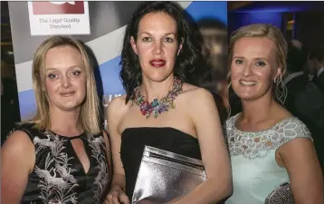  ??  ?? Cathy Haines from Bray, Kate Ashmourne from Carlow and Julie Brenna from Greystones, who are all with the Institute of Legal Research and Standards, at the AIB Private Banking Irish Law Awards.