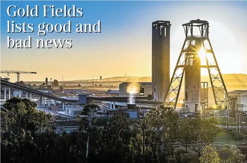  ?? Picture: Philip Mostert ?? Gold Fields expects lower-than-planned production in the first quarter after weather-related events abroad and a fatality at South Deep mine in Gauteng.