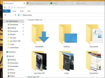  ??  ?? Stardock’s Groupy lets you combine several programs into one window like browser tabs, and jump among them. If you look at the title bar at the top of the screen, you’ll see this window includes File Explorer, Chrome, Spotify and Slack