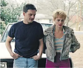  ??  ?? Sebastian Stan portrays Jeff Gillooly and Margot Robbie is Tonya Harding in I, Tonya — a slice of pop-culture history that dares you not to laugh.