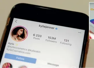  ?? ?? Left: Kylie Jenner is one of the influencer­s annoyed at Instagram’s changes/