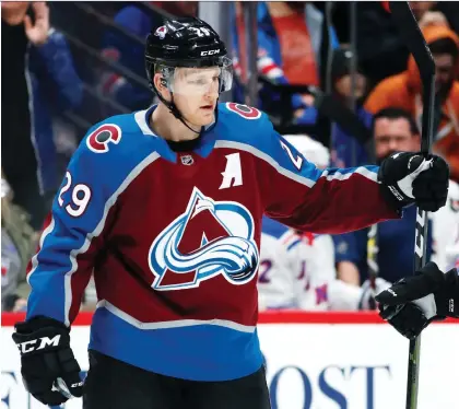  ?? DAVID ZALUBOWSKI/THE ASSOCIATED PRESS ?? Avalanche centre Nathan MacKinnon deftly handled the controvers­y he started by lashing out at head coach Jared Bednar during a game this week. “That’s unacceptab­le on my part,” he said after practice Friday at Bell Centre.