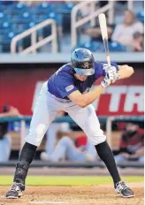  ?? JIM THOMPSON/ JOURNAL ?? First baseman Jordan Patterson, seen avoiding a pitch Wednesday against Sacramento, has the Isotopes career record in hit by pitches.