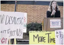  ?? RALPH BARRERA / AMERICANST­ATESMAN ?? Austin City Council Member Kathie Tovo was among the city and school officials who voiced support for the tenants who were given 30 days to vacate their apartments.