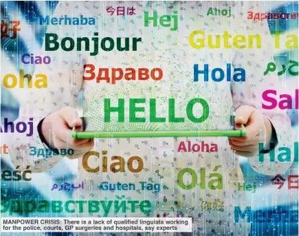  ?? ?? MANPOWER CRISIS: There is a lack of qualified linguists working for the police, courts, GP surgeries and hospitals, say experts