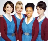  ??  ?? Leonie, left, and as Lucille with castmates Charlotte Ritchie, Helen George and Jennifer Kirby