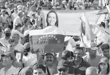  ?? EYEPIX Jose Isaac Bula Urrutia/ Eyepix /Sipa USA ?? A rally for Venezuelan opposition candidate Maria Corina Machado on Aug. 11, 2023, in Maracaibo, Venezuela.