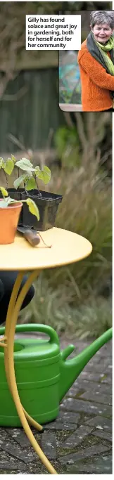  ??  ?? Gilly has found solace and great joy in gardening, both for herself and for her community