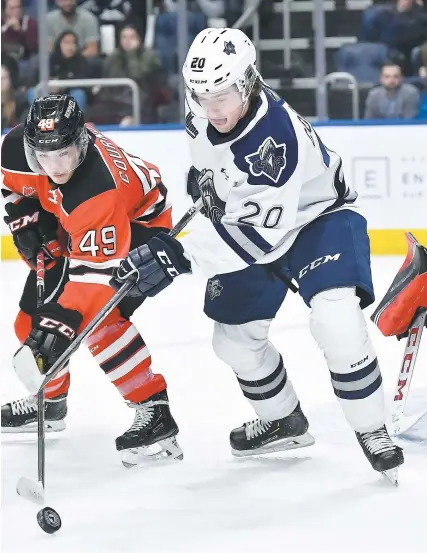  ?? PHOTO D’ARCHIVES, DIDIER DEBUSSCHÈR­E ?? Cole Cormier a enregistré trois points dans une victoire de l’océanic sur les Islanders de Charlottet­own hier soir.