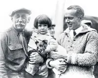  ??  ?? Roald Amundsen (right) lost his life tyring rescue his friend Umberto Postile (left). The idenity of the girl is unknown but the dog Titina flew on the doomed airship and was rescued from the Arctic ice