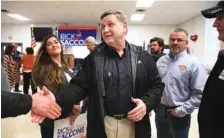  ?? ASSOCIATED PRESS FILE PHOTO ?? Rick Saccone, Republican candidate for the 18th Congressio­nal District, thanks supporters Monday during a campaign rally with Greene County coal miners on Monday, at the Veterans of Foreign Wars Post 4793 in Waynesburg, Pa.