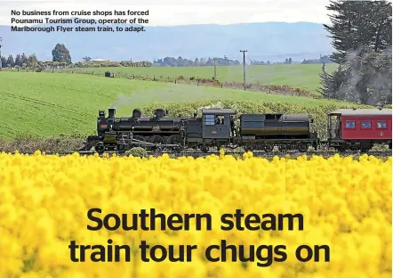  ??  ?? No business from cruise shops has forced Pounamu Tourism Group, operator of the Marlboroug­h Flyer steam train, to adapt.