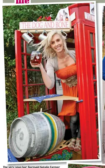  ??  ?? The very snug bar: Barmaid Natalie Farmer serves a pint at The Dog and Bone in Shepreth eth