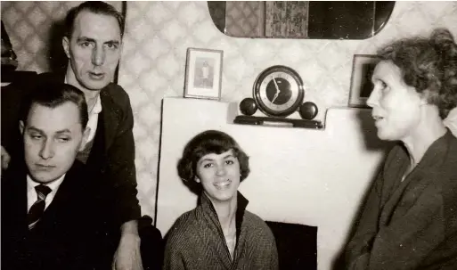  ?? Wally’s poltergeis­t diary. ?? ABOVE: The Hitchings family in the “front room” of No 63 Wycliffe Road in 1957. From left to right: John, Wally, Shirley and Kitty.
BELOW: