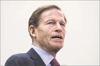  ?? Drew Angerer / Getty Images ?? Sen. Richard Blumenthal, D-Conn., speaks during a news conference to demand action for gun violence prevention on Dec. 6 in Washington, DC.